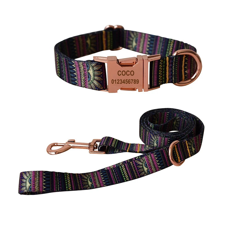 Ethnic style dog collar and leash set for Dogs Custom