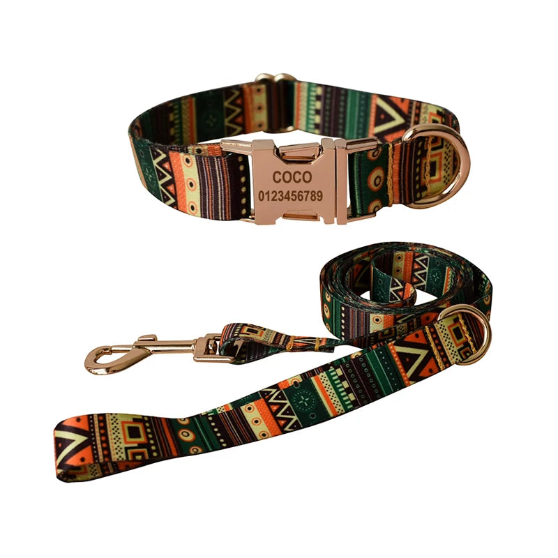 Ethnic style dog collar and leash set for Dogs Custom