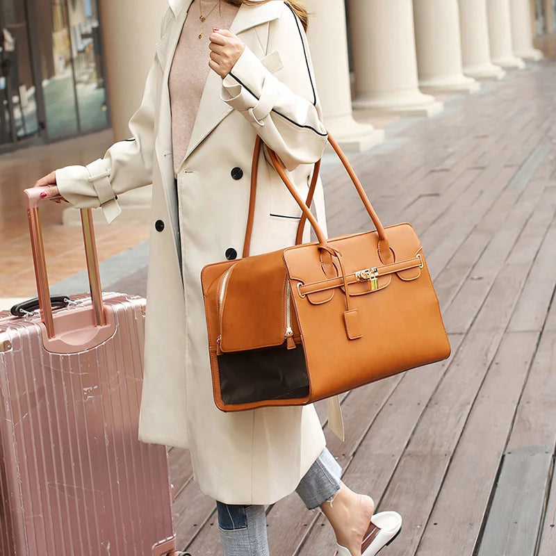 Leather Pet Carrier Bag Breathable Handbag