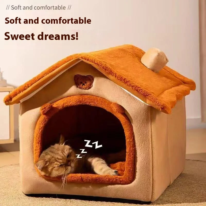 All Season Dog House Style Bed - Removable Washable