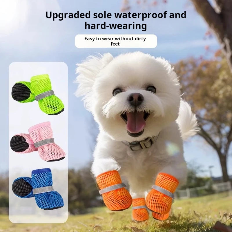 4pcs Dog Shoes Non-slip Breathable Wear-resistant