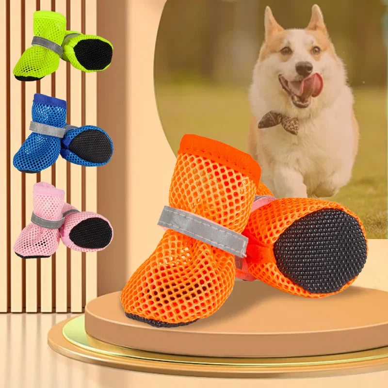4pcs Dog Shoes Non-slip Breathable Wear-resistant