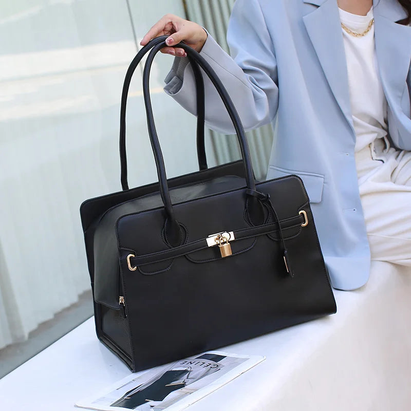 Leather Pet Carrier Bag Breathable Handbag