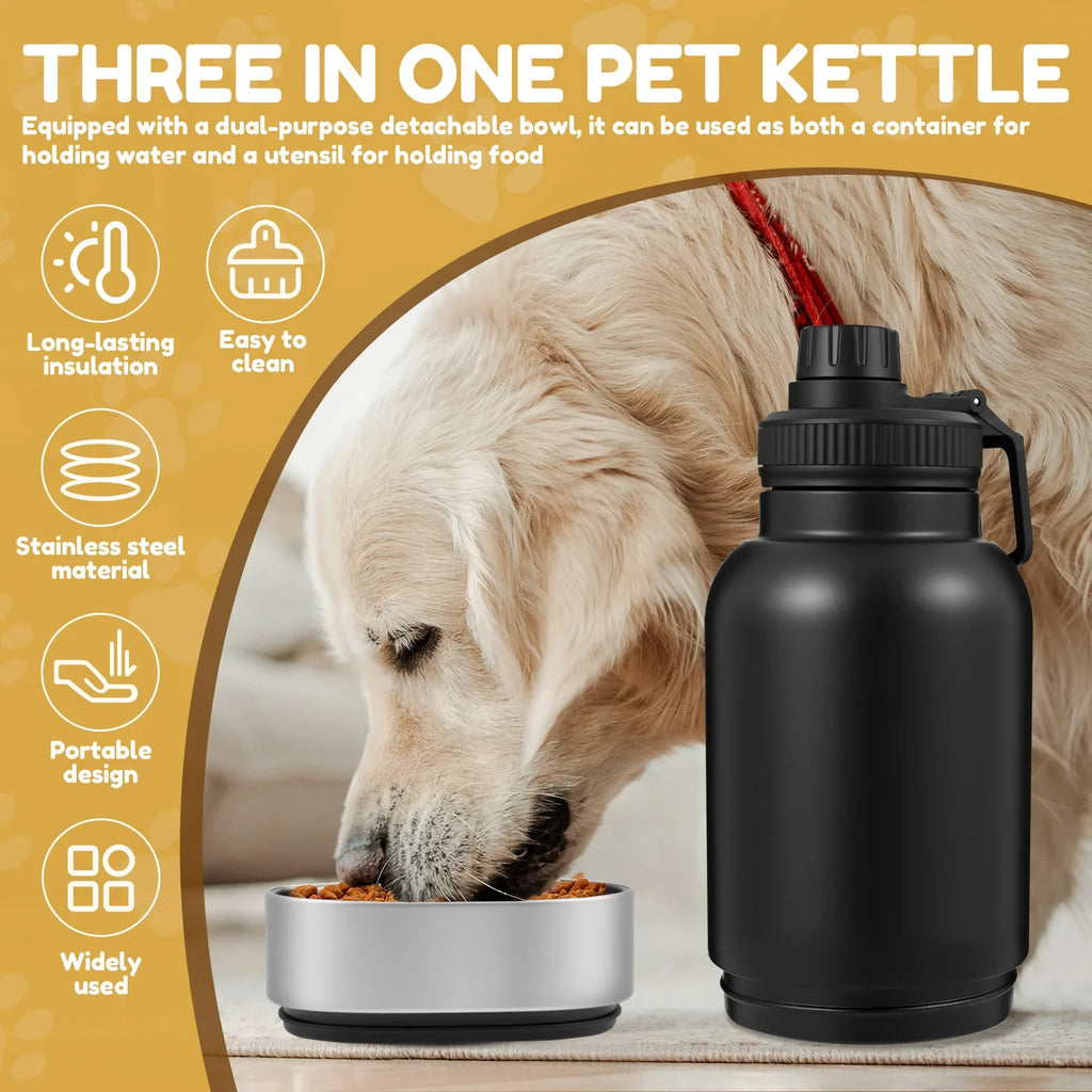 32 oz Capacity Portable Dog Water Bottle 3 in 1 Leak Proof Dog Travel Water Bottle with 2 Detachable Bowls for Walking Hiking