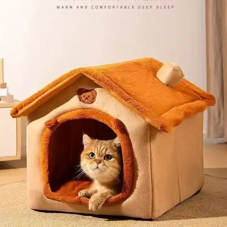 All Season Dog House Style Bed - Removable Washable