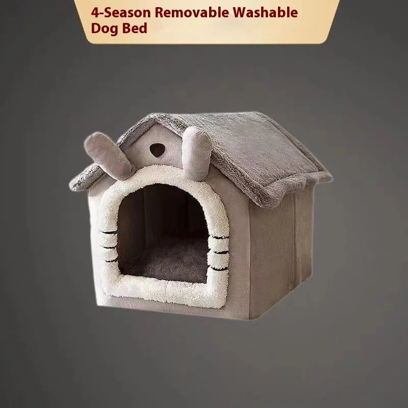 All Season Dog House Style Bed - Removable Washable