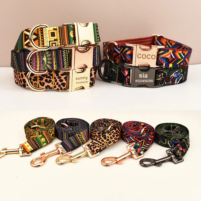 Ethnic style dog collar and leash set for Dogs Custom