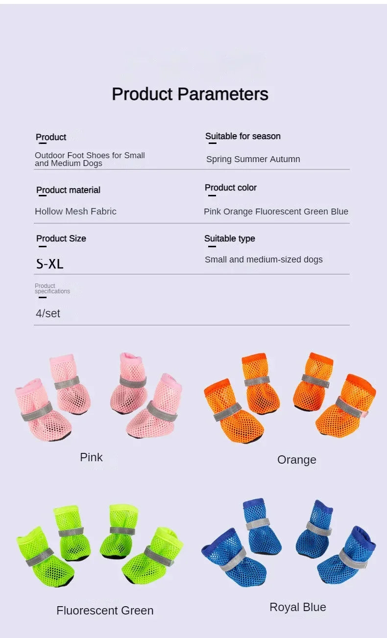 4pcs Dog Shoes Non-slip Breathable Wear-resistant