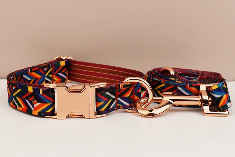 Ethnic style dog collar and leash set for Dogs Custom