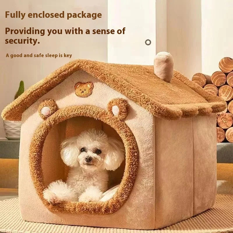 All Season Dog House Style Bed - Removable Washable